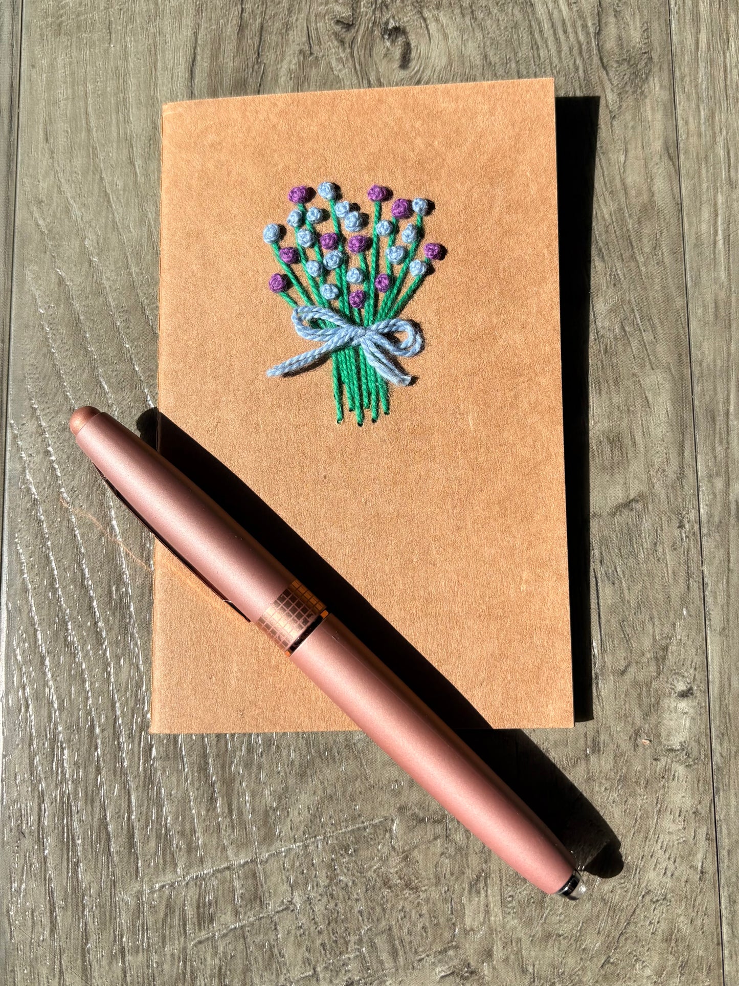 Purple Flower Bouquet Embroidered Notebook